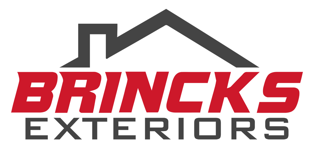 Logo for Brinks Exteriors, featuring red and grey colors.