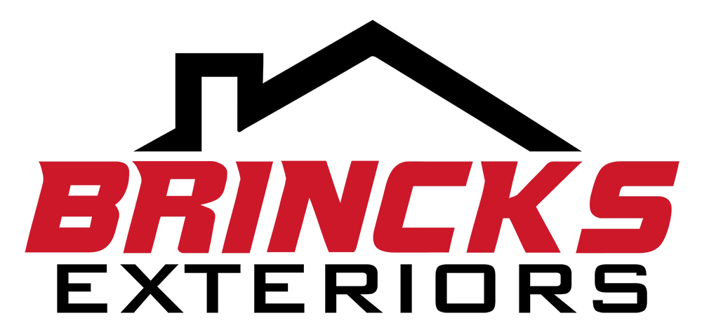 Logo for Brinks Exteriors, featuring red and grey colors.